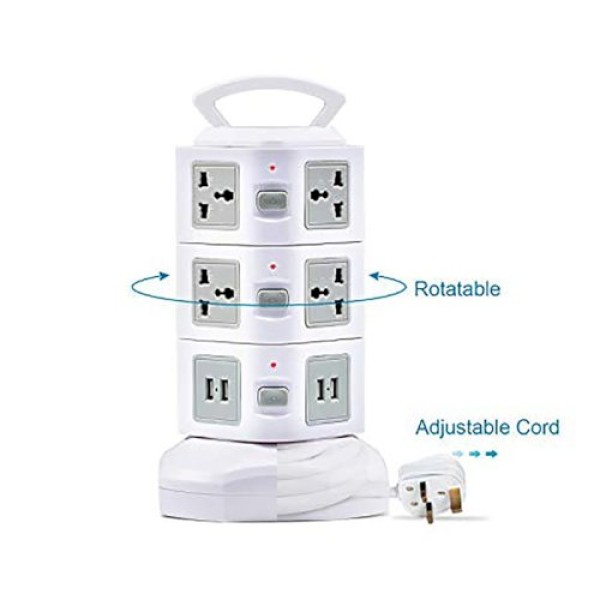 3 Layers with UK 12 Outlets and 6 USB Ports Smart Power Sockets- CODE: Y82g41pQgi
